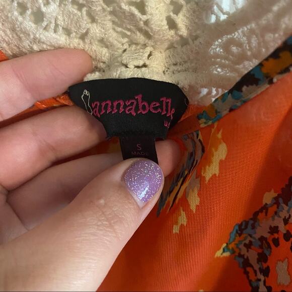 Annabelle Crochet Back Sleeveless Top Women's Size Small Orange Cream Multicolor - Picture 4 of 7